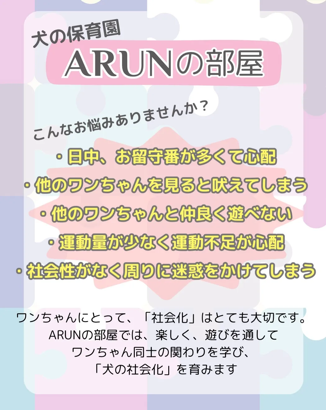 ୨୧ ∴犬の保育園、サービス内容のご案内∴ ୨୧